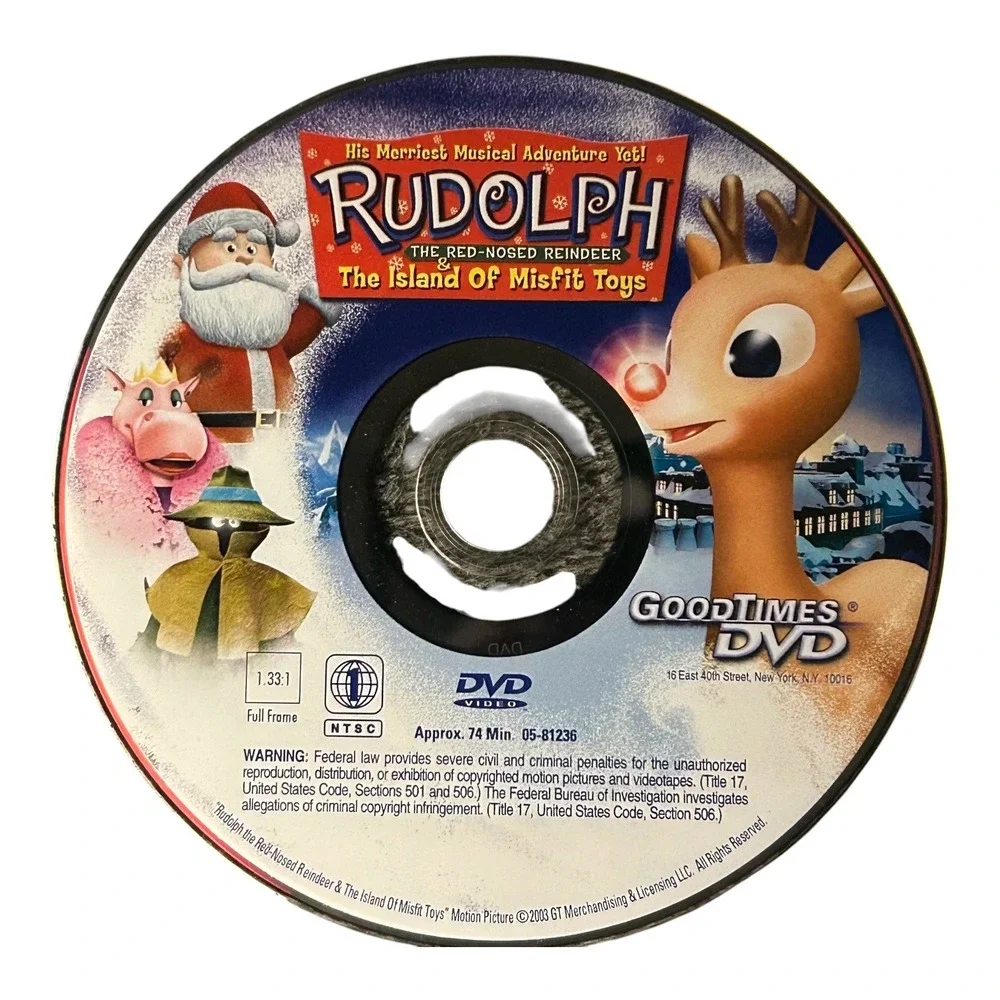 Rudolph The Red Nosed Reindeer Island of Misfit Toys DVD Christmas Disc Only - Picture 2 of 3